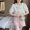 Sweet Lace Collar Short Sleeve Blouse