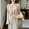 Knitted Flared Sleeves Cardigan
