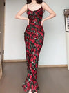 Vintage Rose Floral Fishtail Dress