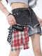 Lazy Patched Plaid Skirts