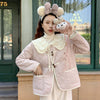 Soft Ruffled Collar Quilted Coat