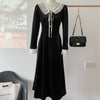 Vintage Frilled Collar Slim Dress