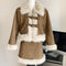 Eco Faux Fur Winter Jacket + Mini Skirt 2pcs Set