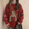 Cute Vintage Red Loose Fit Sweater