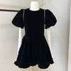 Royalcore Velvet Puffy Dress + Lace Top 2pcs Set