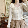 Lace Collar Knit Top