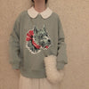 Vintage Printed Round Collar Top