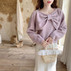 Bow Long Sleeve Knitted Sweater