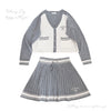 Preppy Style Knit Cardigan & Skirt Set