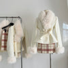 Elegant Belted Faux Fur Coat + Skirt 2pcs Set