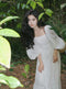 Vintage Square Collar White Fairy Puffed Sleeves Chiffon Dress