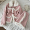 Pink Sweet Faux Fur Coat + Skirt 2pcs Set