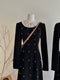 Ruffled Neck Velvet Dress