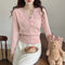 V Neck Lace Knitted Cardigan