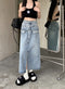 High-waisted Slit Denim Skirt