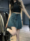 Vintage Pleated Denim Skirt