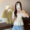 Square Collar Chiffon Puffy Sleeve Shirt