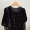 Elegant Lace Sleeve Velvet Dress