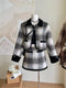 Classic Plaid Quilted Coat + Skirt 2pcs Set