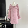 Cute Pink Shirt + High Waist Skirt 2pcs Set