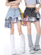 Lazy Patched Plaid Skirts