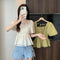 Square Collar Chiffon Puffy Sleeve Shirt