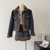 Leopard Faux Fur Lined Coat + Skirt 2pcs Set