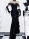 Dark Coquette Gothic Fishtail 2pcs Dress Set