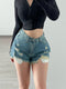 Fashionable Ripped Raw Cut Shorts