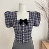 Coquette  Bow Puffed Sleeve Slim Shirt