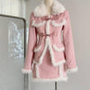 Pink Sweet Faux Fur Coat + Skirt 2pcs Set