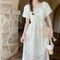 Floral Square Neck Puffy Sleeve Dress