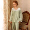 Lace Collar V-neck Pajama Set