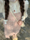 Frilled Collar Blouse & Pink Pinafore Skirt