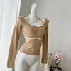 Square Neck Lace Halte  Slim Shirt