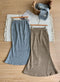 Vintage Feather Collar Cardigan + Mermaid Skirt 2pcs Set