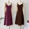 Puffy Sleeve Top + Corduroy Slip Dress 2pcs Set