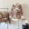 Cute Plaid Quilted Coat + Skirt 2pcs Set