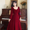 Burgundy Velvet Dress