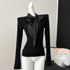 Fleece Lined Bow Neck Top