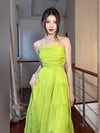 Sexy Backless Green Sling Dress