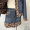 Leopard Faux Fur Lined Coat + Skirt 2pcs Set