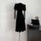 Elegant Lace Sleeve Velvet Dress