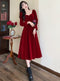 Burgundy Velvet Dress