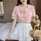 Sweet Lace Collar Short Sleeve Blouse