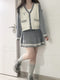 Preppy Style Knit Cardigan & Skirt Set