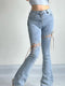 Coquette Lace-up Flared Denim Pants