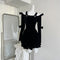 Detachable Collar Velvet Mini Dress