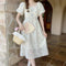 Floral Square Neck Puffy Sleeve Dress