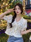 Puffed Sleeve Floral Shirt